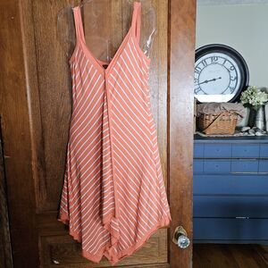 VENUS Striped Handkerchief Hem V‑Neck Midi Dress Women’s Small Adjustable Straps